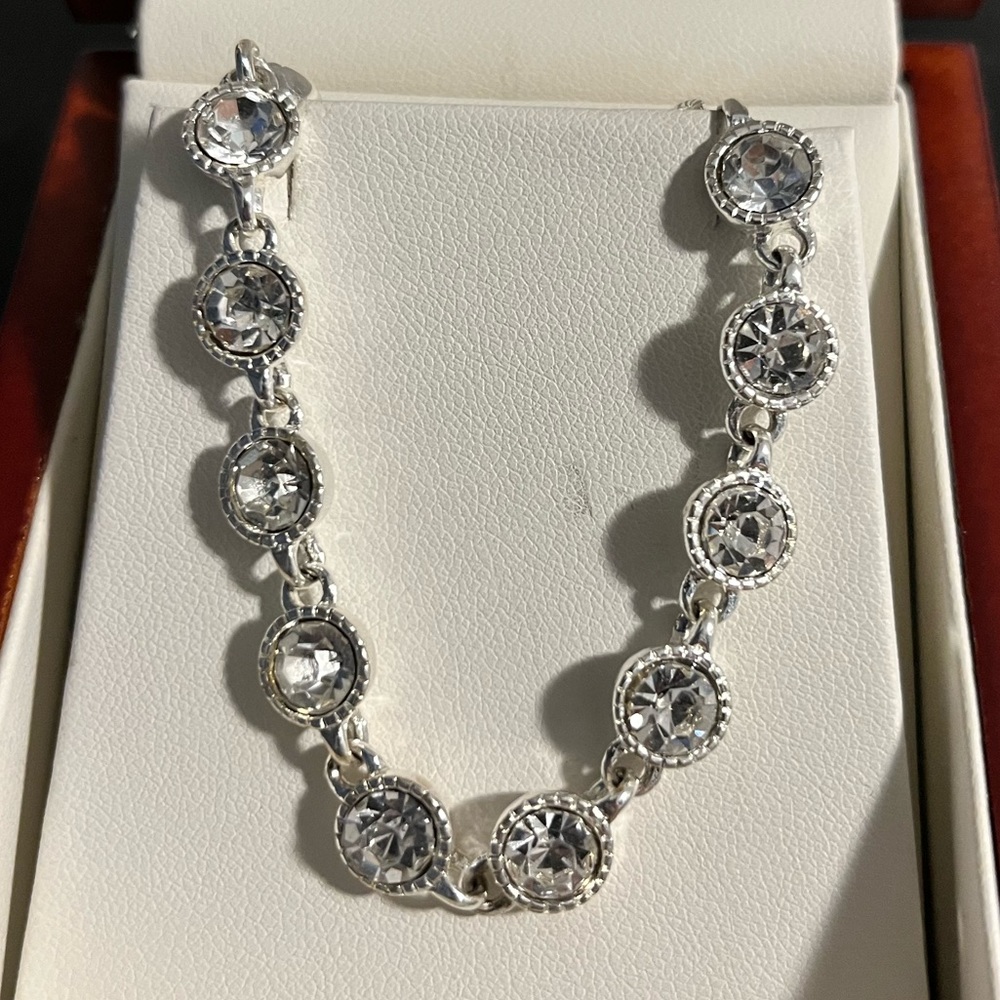 Cute silver colored with crystal bracelet